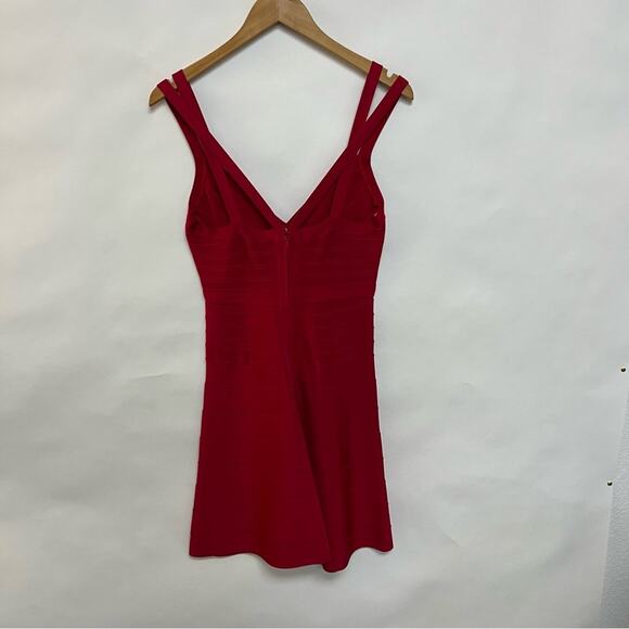 Herve Leger Y2K Jamie Lipstick Red Bandage Dress Fit and Flare Size Large $1250 - Picture 7 of 12